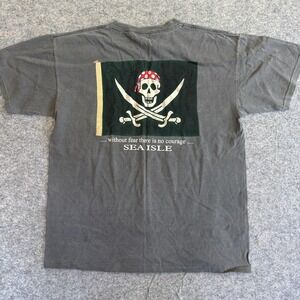 Comfort Colors Shirt Mens Large Sea Isle Pirate Skull Crossbones Graphic Tee